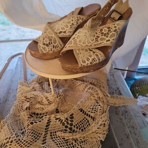 Elegant Lace Wedge Sandals